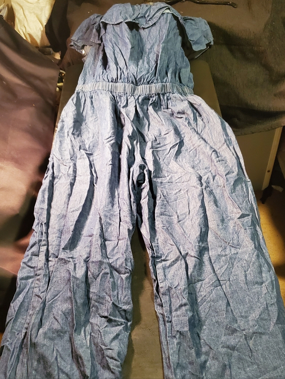 Ashley Stewart Blue Wide-Leg Size18 Chambray Romper